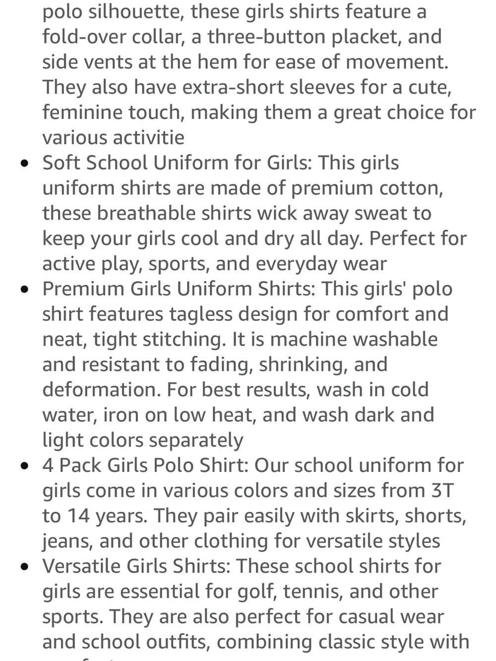 OHD girls uniform polo shirts 10-12 yo girls